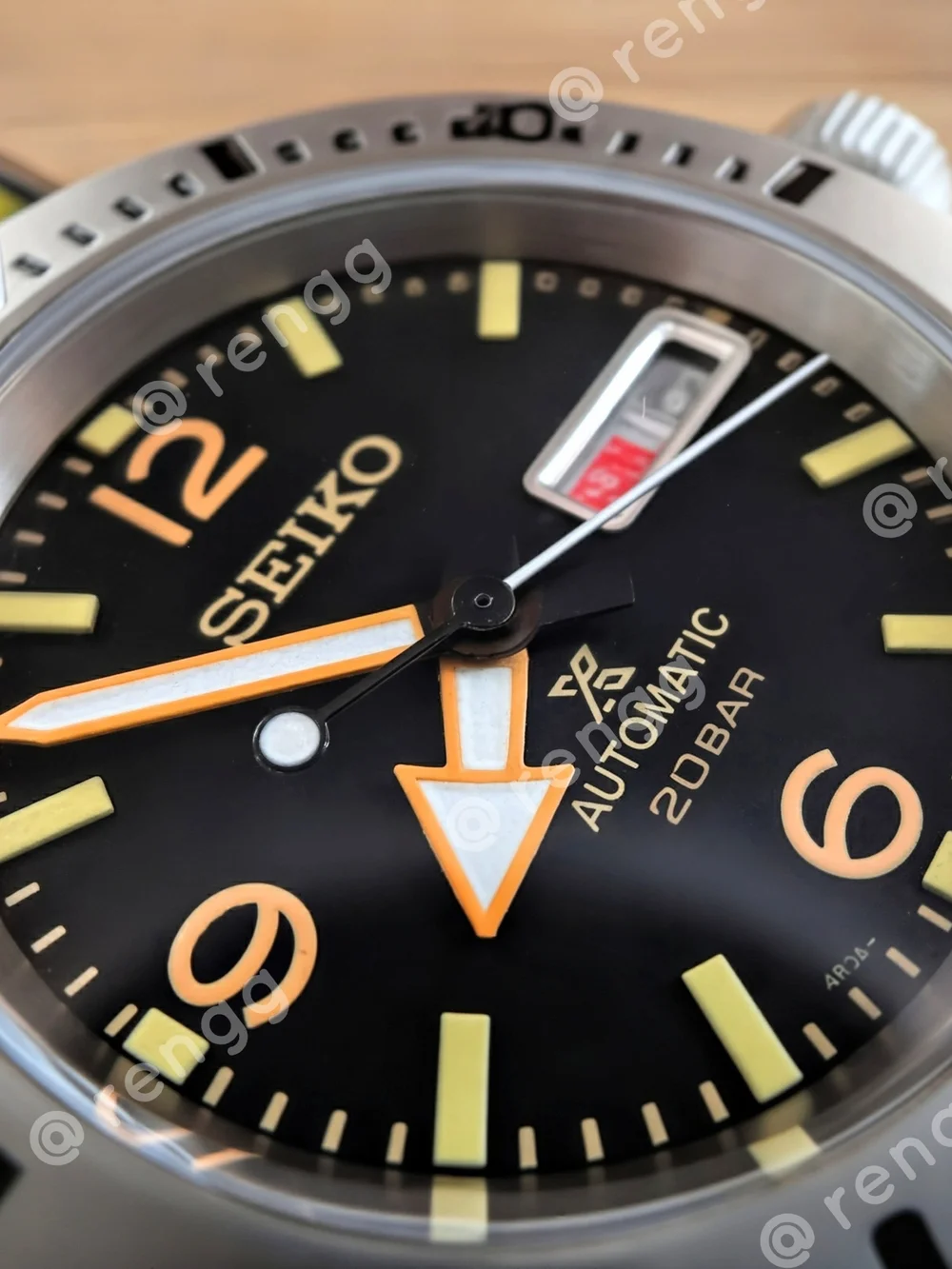 40mm Titanium Seiko Men's Black Yellow  Automatic Diver Mod Watch Sapphire